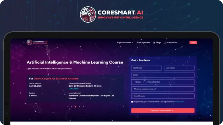 CoreSmart AI - Intelligent Enterprise Automation Tool Interface